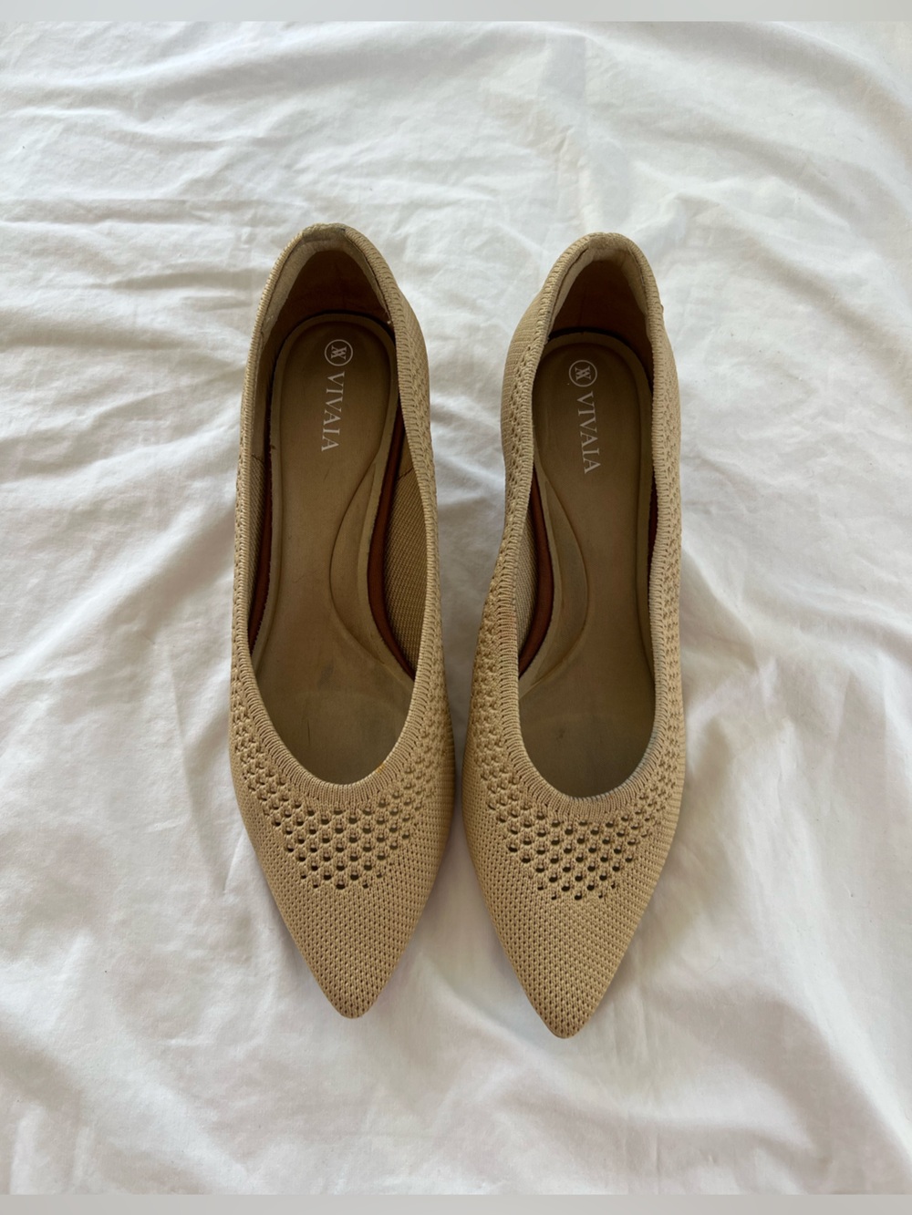 Women’s Beige Knit Ballet Flats - Comfortable Everyday Shoes